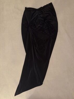 Zym Dance Style Black Draped Asymmetric Women's Skirt with the cut out